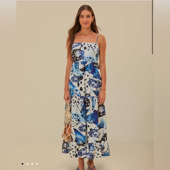 Farm Rio Off-White Mantas Maxi Dress